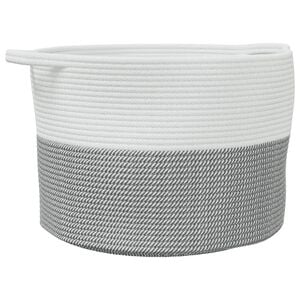 vidaXL Panier &agrave; linge gris et blanc &Oslash;55x36 cm coton