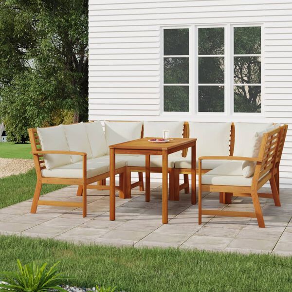 vidaXL Ensemble à manger de jardin coussins 7 pcs Bois acacia