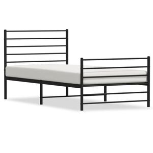 vidaXL Cadre de lit m&eacute;tal sans matelas avec pied de lit noir 107x203cm