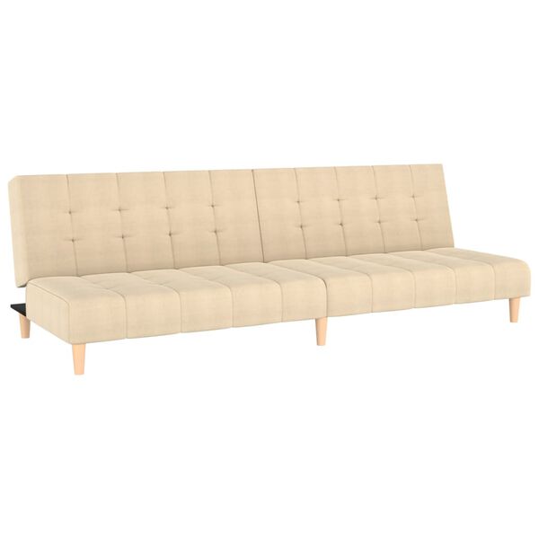 vidaXL Canap&eacute;-lit &agrave; 2 places avec repose-pied Cr&egrave;me Tissu