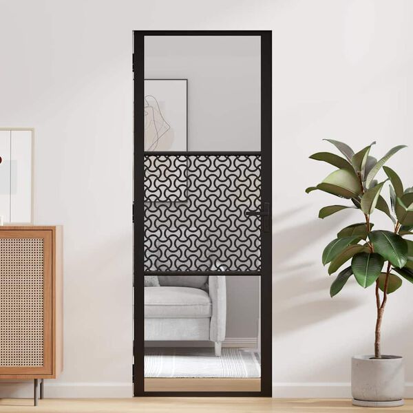 vidaXL Porte en verre Fretwork Noir 76 x 3.5 x 201.5 cm Aluminium