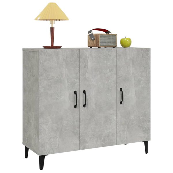 vidaXL Buffet gris b&eacute;ton 90x34x80 cm bois d'ing&eacute;nierie