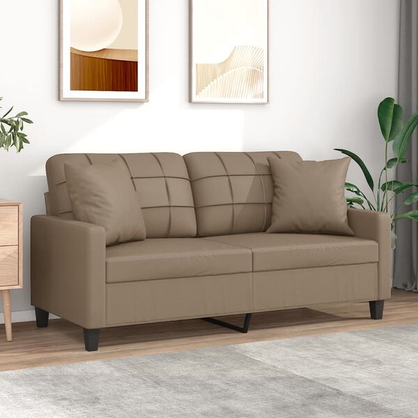 vidaXL Canap&eacute; 2 places avec oreillers cappuccino 140 cm similicuir