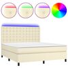 vidaXL Sommier &agrave; lattes de lit avec matelas et LED Cr&egrave;me 180x200 cm