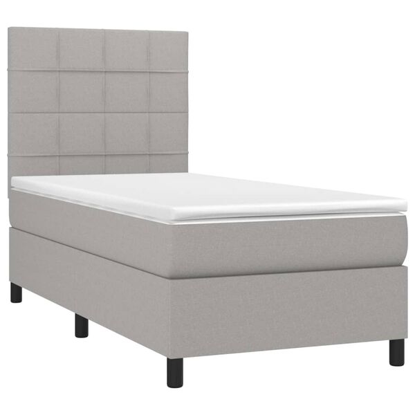 vidaXL Sommier &agrave; lattes de lit et matelas et LED Gris clair 100x200 cm