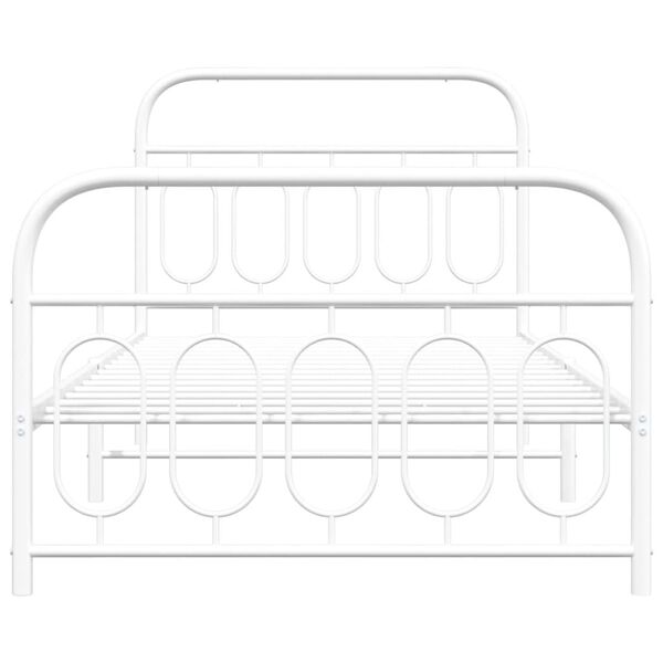 vidaXL Cadre de lit métal sans matelas et pied de lit blanc 100x190 cm