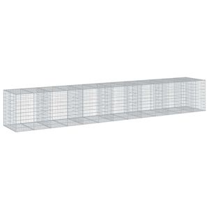 vidaXL Panier gabion avec couvercle 650x100x100 cm fer galvanis&eacute;