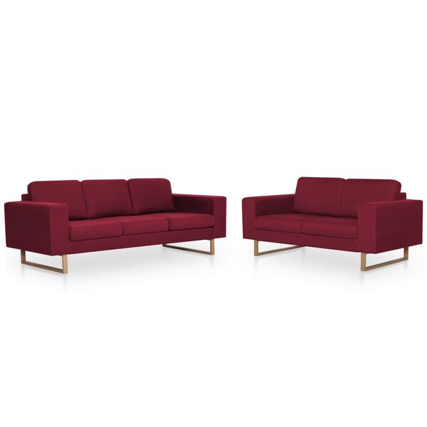 vidaXL Ensemble de canap&eacute; 2 pcs Tissu Rouge bordeaux