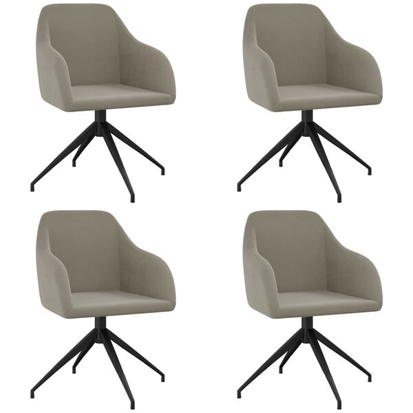 vidaXL Chaises &agrave; manger lot de 4 Gris clair Velours