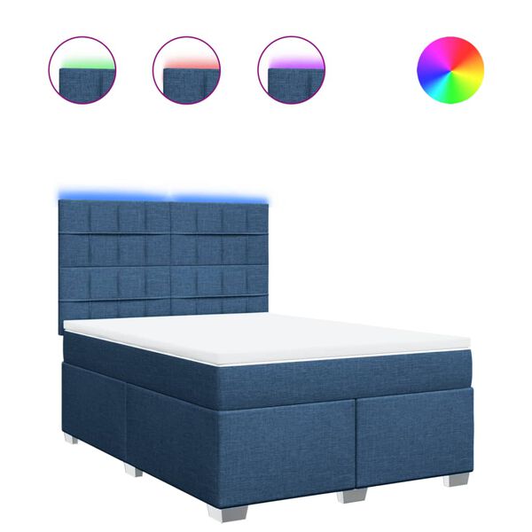 vidaXL Sommier &agrave; lattes de lit avec matelas Bleu 140x200 cm Tissu