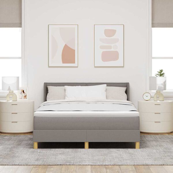 vidaXL Lit &agrave; Ressorts avec matelas Taupe 140 x 190 cm tissu
