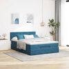 vidaXL Cadre de lit ottoman avec matelas bleu fonc&eacute; 140x200 cm velours