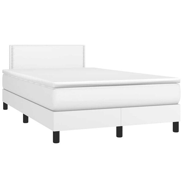 vidaXL Sommier à lattes de lit matelas LED blanc 120x190 cm similicuir
