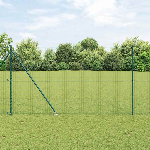 vidaXL Cl&ocirc;ture avec poteau Vert 1,6 x 10 m Acier et PVC
