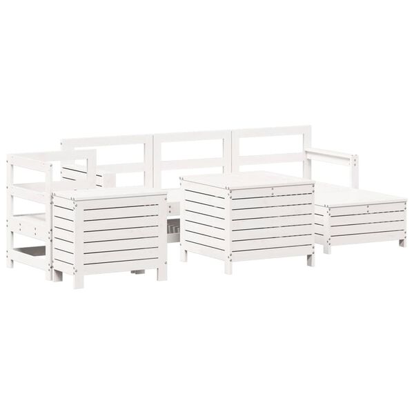 vidaXL Salon de jardin 7 pcs blanc bois de pin massif