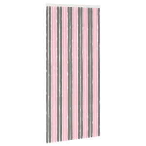 vidaXL Rideau anti-insectes en chenille Gris Argent et Rose