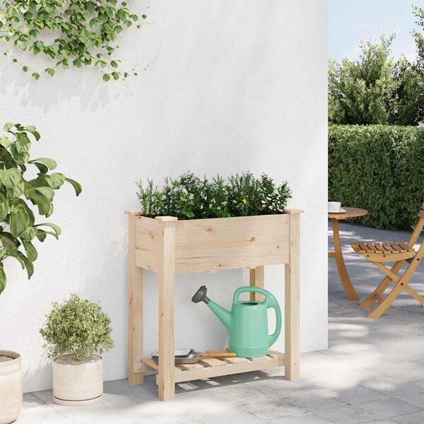 vidaXL Cache-pot de jardin avec étagère Beige 71 x 37 x 76,5 cm
