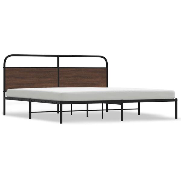 vidaXL Cadre de lit en m&eacute;tal sans matelas ch&ecirc;ne marron 193x203 cm