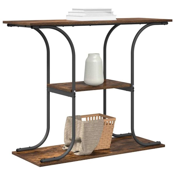 vidaXL Table console Ch&ecirc;ne fum&eacute; 101 x 35 x 80,5 cm Bois d'ing&eacute;nierie