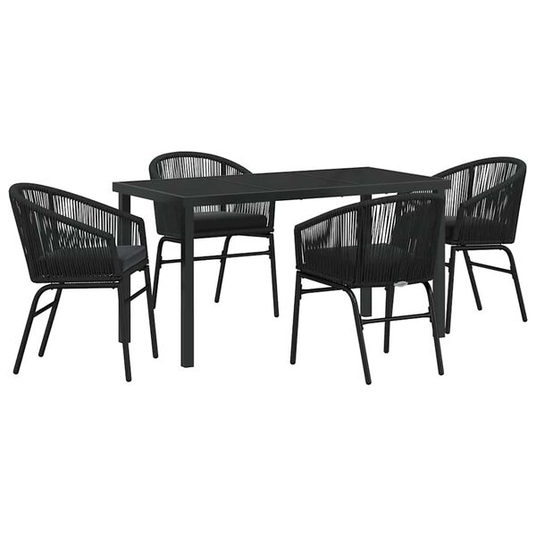 vidaXL Ensemble de salle &agrave; manger pour jardin 5 pcs Noir
