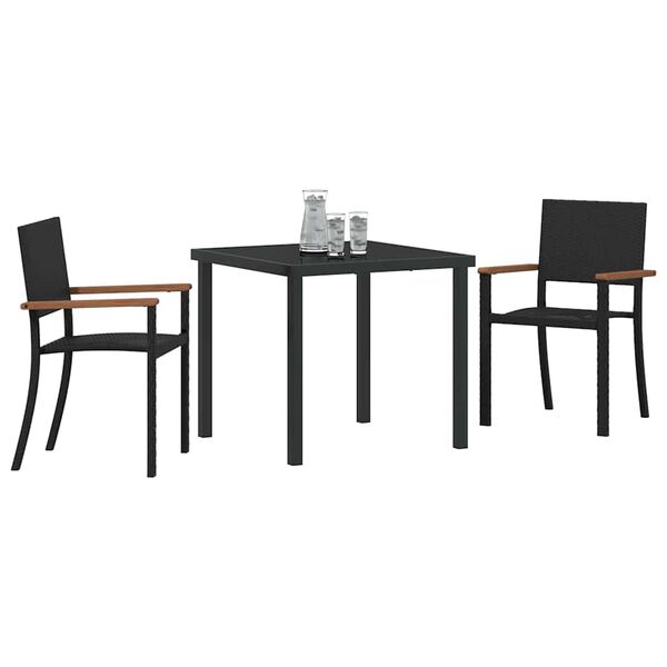vidaXL Ensemble de salle &agrave; manger pour jardin 3 pcs Noir