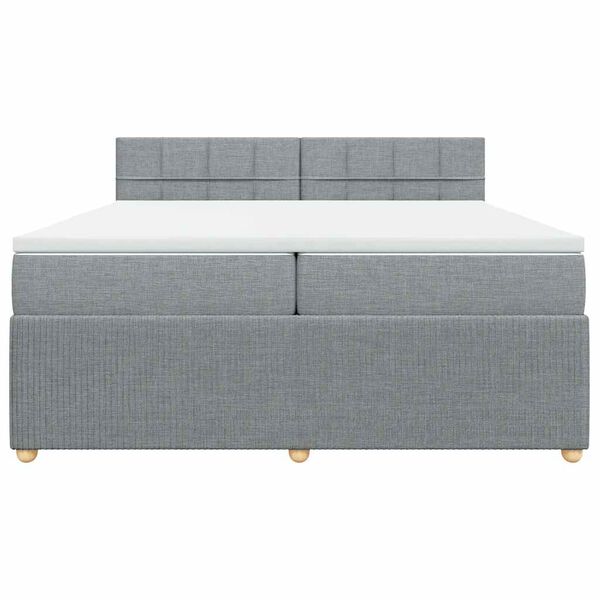 vidaXL Sommier &agrave; lattes de lit avec matelas Gris clair 200x200cm Tissu
