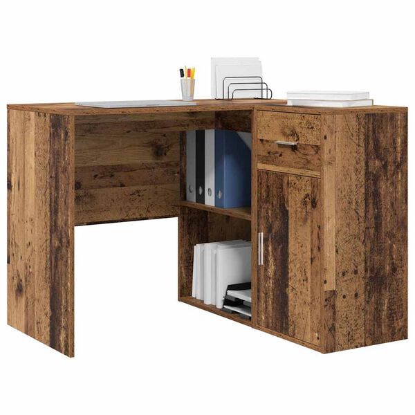 vidaXL Bureau d'angle avec tiroir Bois ancien 102 x 88 x 75 cm