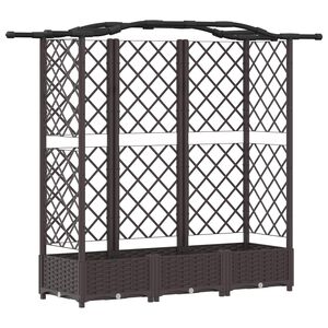 vidaXL Lit &Eacute;lev&eacute; avec Treillis et Toit Marron 163 x 40 x 126 cm PP
