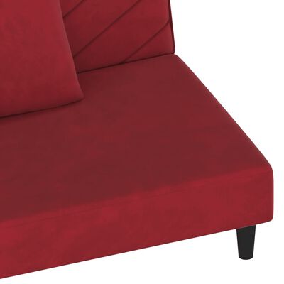 vidaXL Canapé-lit à 2 places et deux oreillers Rouge bordeaux Velours
