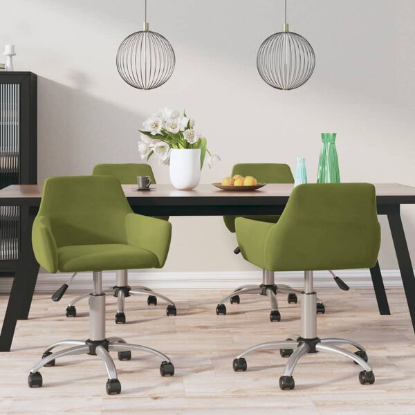 vidaXL Chaises pivotantes &agrave; manger lot de 4 vert clair velours