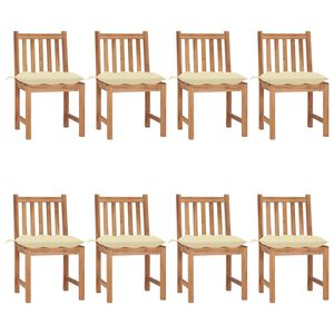 vidaXL Chaises de jardin lot de 8 avec coussins Bois de teck massif