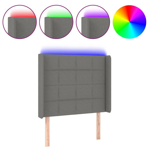 vidaXL T&ecirc;te de lit &agrave; LED Gris fonc&eacute; 103x16x118/128 cm Tissu