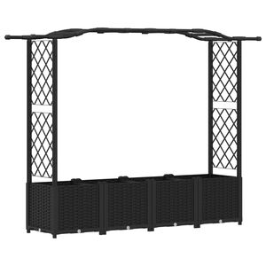 vidaXL Lit &Eacute;lev&eacute; avec Treillis et Toit Noir 204 x 40 x 141 cm PP