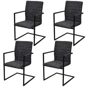 vidaXL Chaises &agrave; manger cantilever lot de 4 noir similicuir