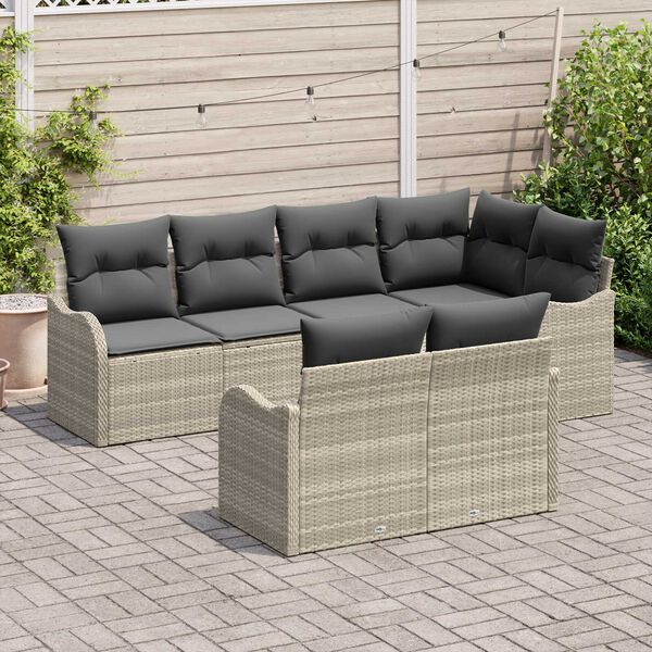 vidaXL Ensemble de canap&eacute; de jardin Gris clair polyrotin