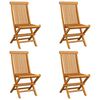 vidaXL Chaises de jardin et coussins anthracite lot de 4 Bois de teck