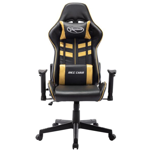 vidaXL Chaise de jeu Noir et dor&eacute; Cuir artificiel