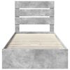 vidaXL Lit de Rangement Gris b&eacute;ton 90 x 200 cm Bois d'ing&eacute;nierie