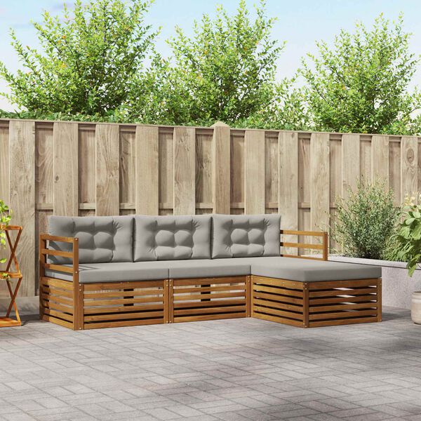 vidaXL Ensemble de canap&eacute;s d'ext&eacute;rieur 4 pcs Gris Naturel et Clair
