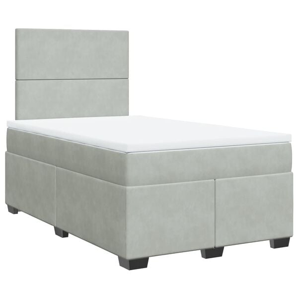 vidaXL Sommier &agrave; lattes de lit et matelas gris clair 120x190cm velours