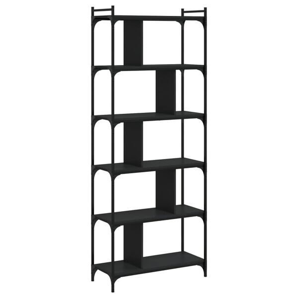 vidaXL Biblioth&egrave;que 6 niveaux noir 76x32x192 cm bois d'ing&eacute;nierie