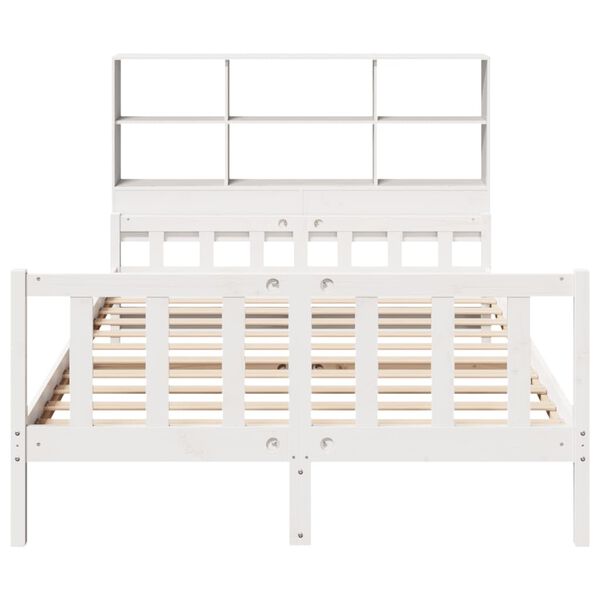 vidaXL Lit biblioth&egrave;que sans matelas blanc 160x200 cm bois pin massif