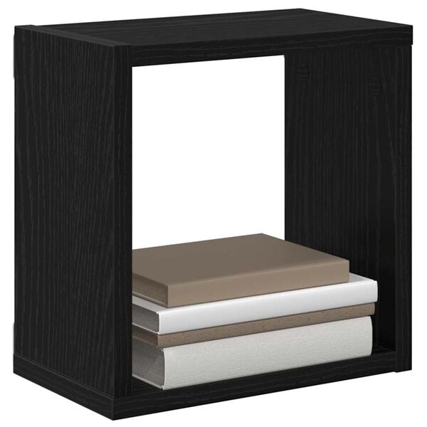 vidaXL Étagères Murales avec étagère 2 pcs Chêne noir 26 x 15 x 26 cm