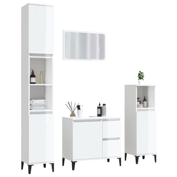 vidaXL Ensemble de meubles de salle de bain 4 pcs blanc brillant