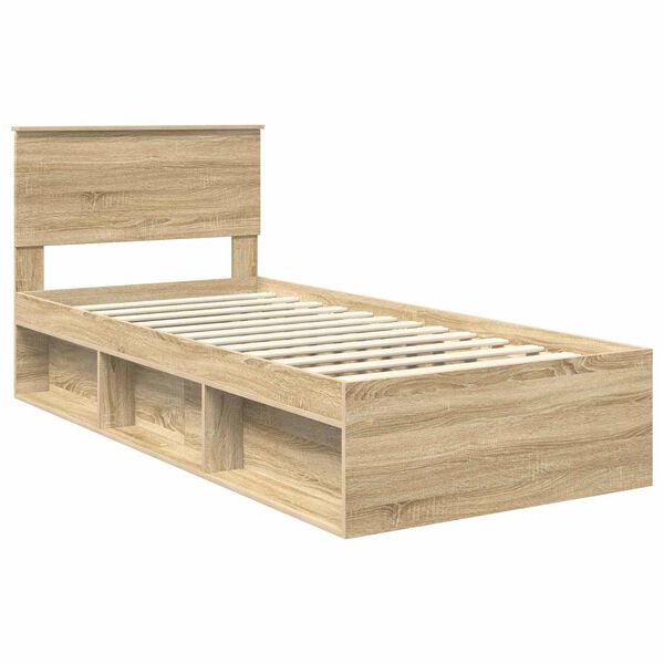 vidaXL Cadre de lit Ch&ecirc;ne Sonoma 90 x 200 cm Bois d'ing&eacute;nierie