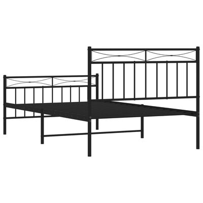 vidaXL Cadre de lit métal sans matelas et pied de lit noir 100x200 cm