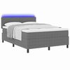 vidaXL Lit &agrave; ressort LED Gris clair et blanc 140 x 190 cm