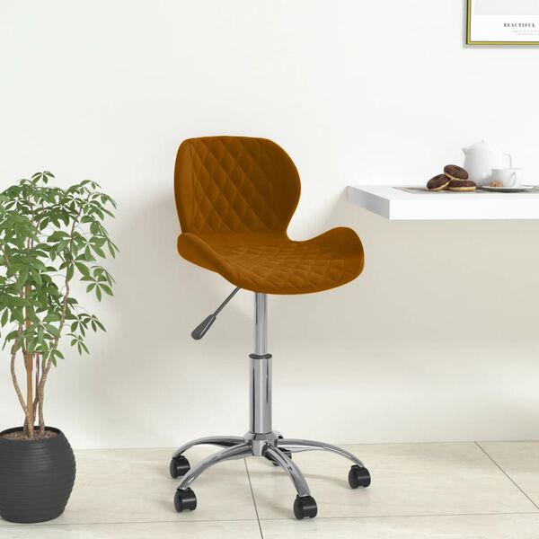 vidaXL Chaise pivotante de salle &agrave; manger Marron Velours