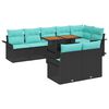 vidaXL Ensemble de canap&eacute; de jardin avec coussin 9 pcs Noir et bleu