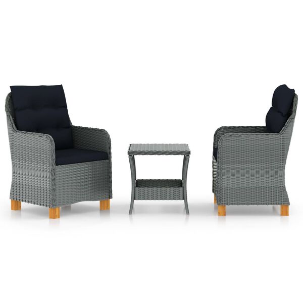 vidaXL Salon de jardin 3 pcs avec coussins R&eacute;sine tress&eacute;e Gris clair